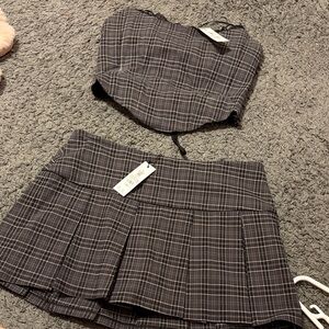 Plaid Black Skirt with matching top